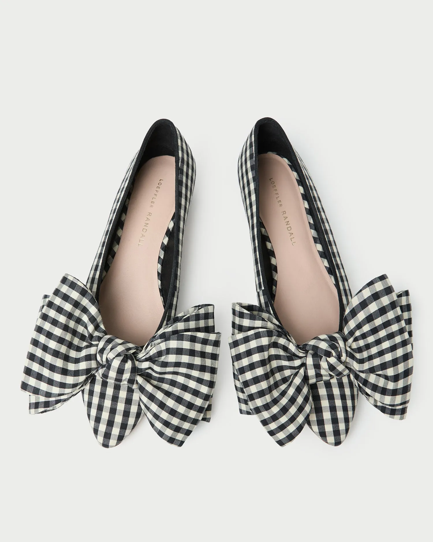 Noa Black/White Gingham Bow Flat sold by Loeffler Randall
