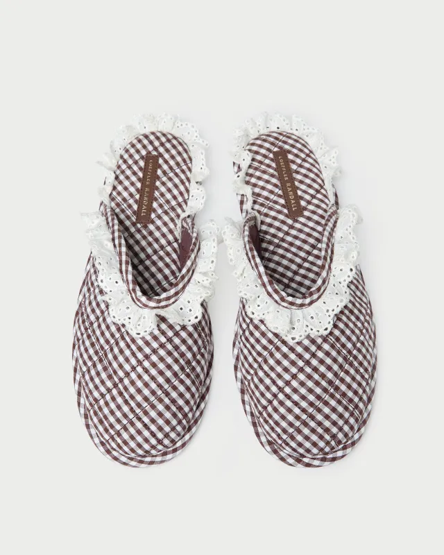 Marky Brown/White Gingham Slipper sold by Loeffler Randall