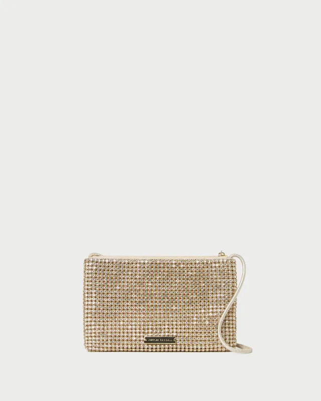 Yara Gold Diamanté Flat Clutch sold by Loeffler Randall