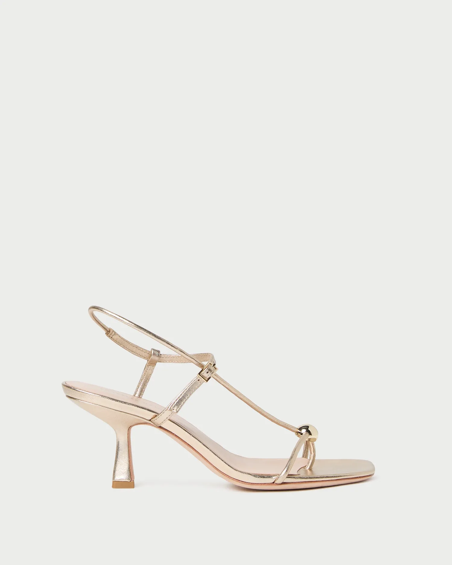 Triana Champagne Leather Mid-Heel Sandal sold by Loeffler Randall