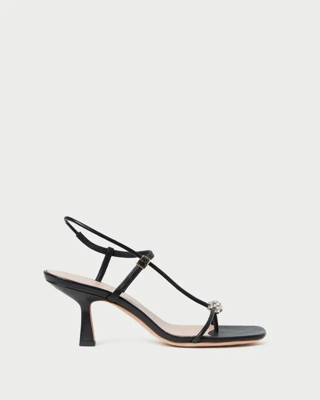 Triana Black/Crystal Mid-Heel Sandal sold by Loeffler Randall