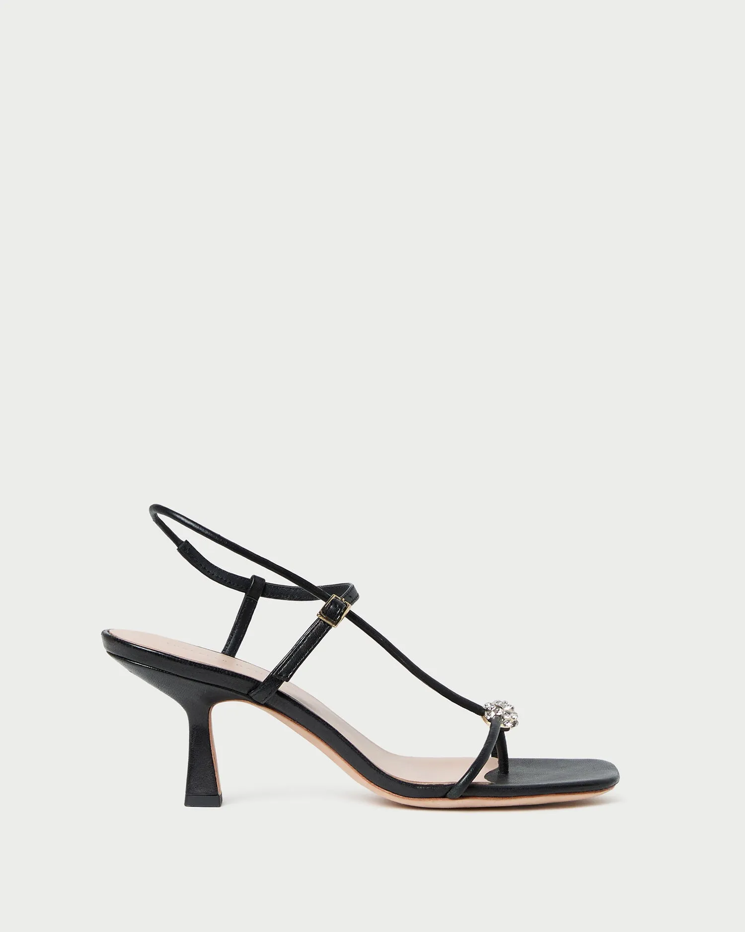 Triana Black/Crystal Mid-Heel Sandal sold by Loeffler Randall
