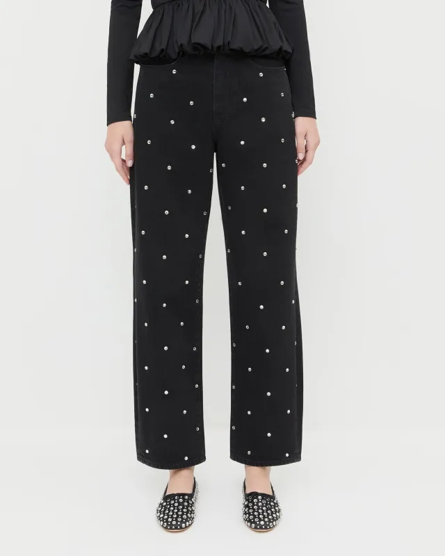 Winona Black/Crystal Denim Pant sold by Loeffler Randall