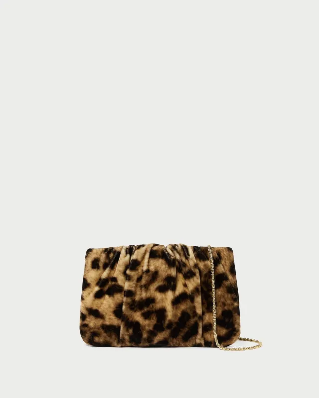 Serena Leopard Gathered Velvet Clutch sold by Loeffler Randall