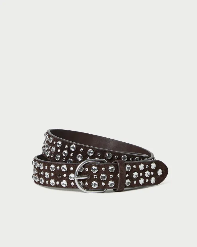 Kip Brown Suede Rhinestone Belt made by Loeffler Randall