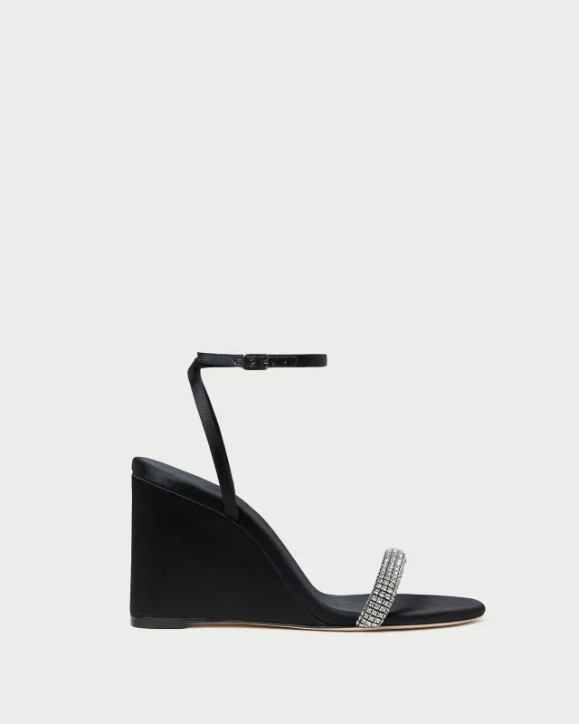 Gavi Black/Diamond Satin Wedge sold by Loeffler Randall