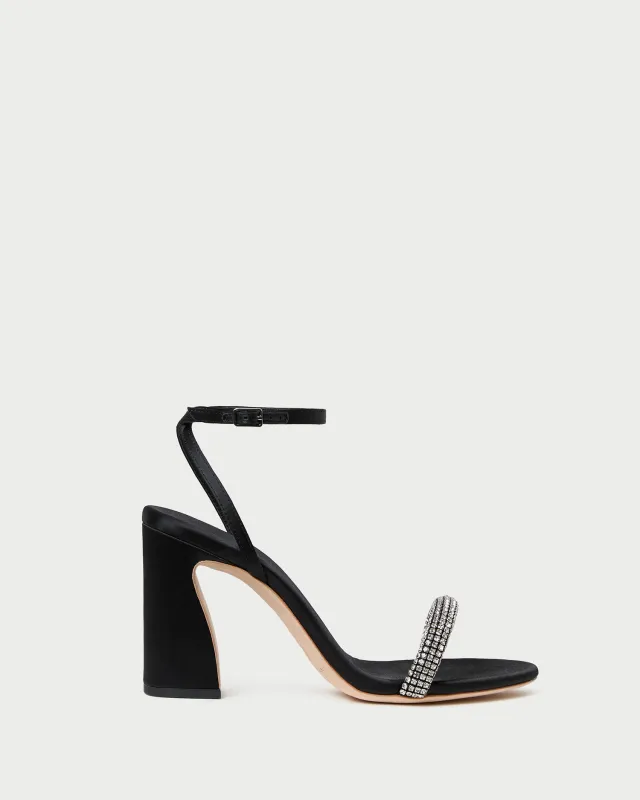 Malia Black/Diamond Curved-Heel Sandal sold by Loeffler Randall