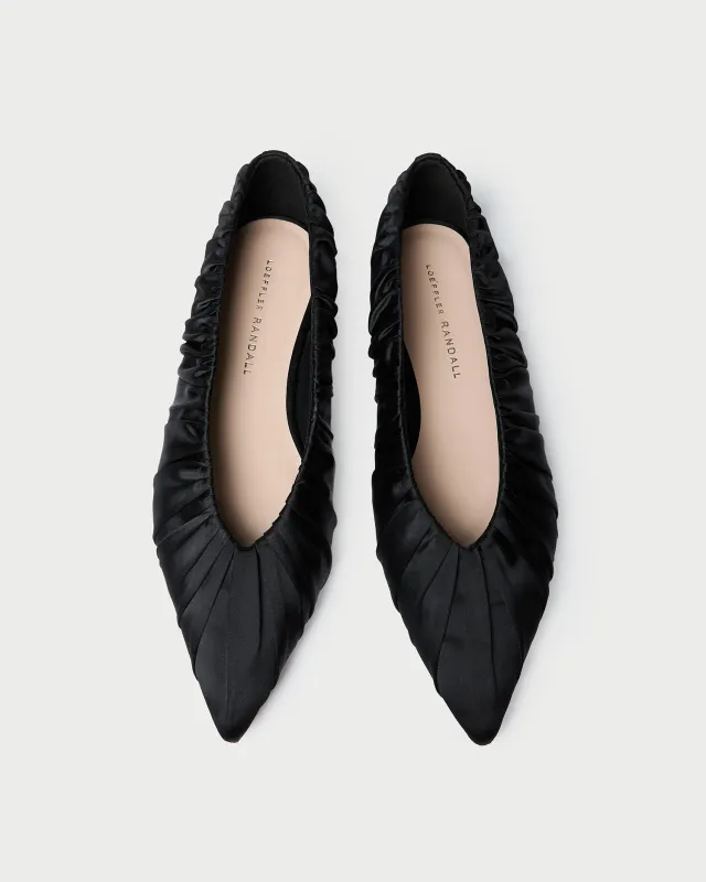 Lane Black Satin Ballet Flat sold by Loeffler Randall