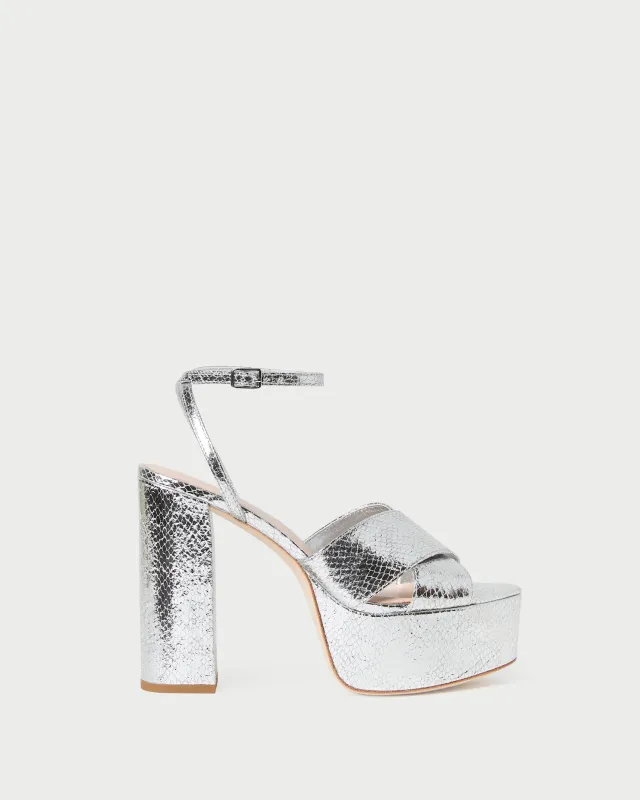 Loretta Silver Snake Platform Sandal sold by Loeffler Randall
