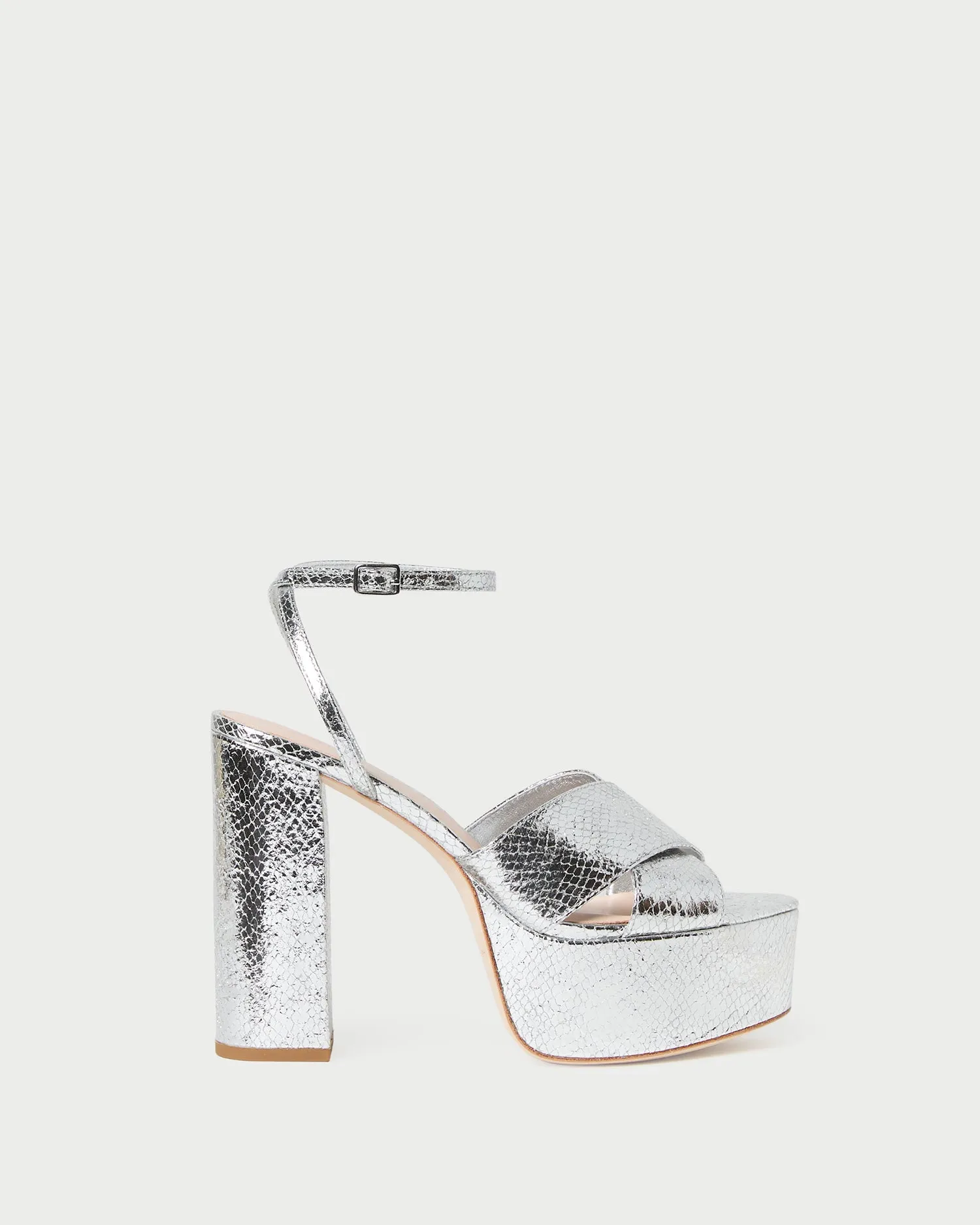 Loretta Silver Snake Platform Sandal sold by Loeffler Randall