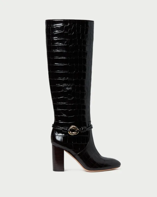 Goldy Crocodile/Gold Leather Tall Boot sold by Loeffler Randall