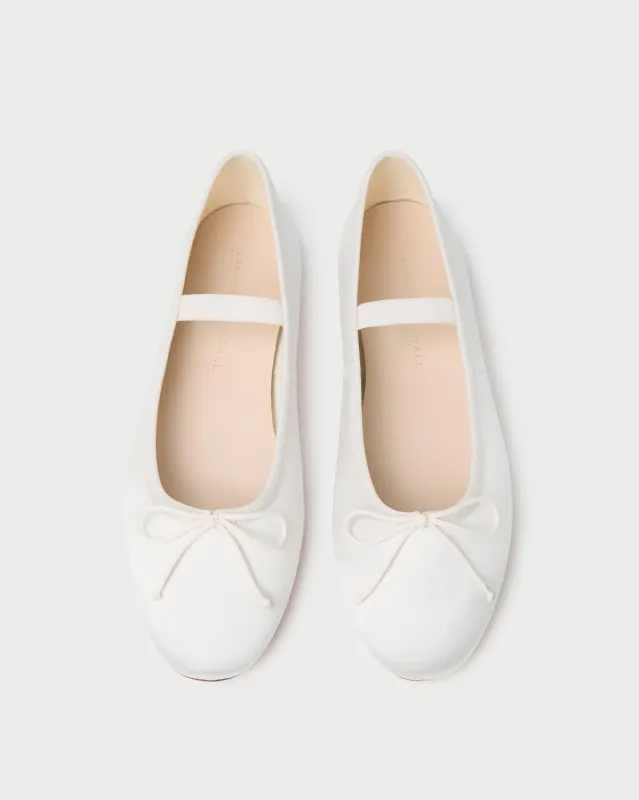 Leonie Cream Satin Ballet Flat sold by Loeffler Randall