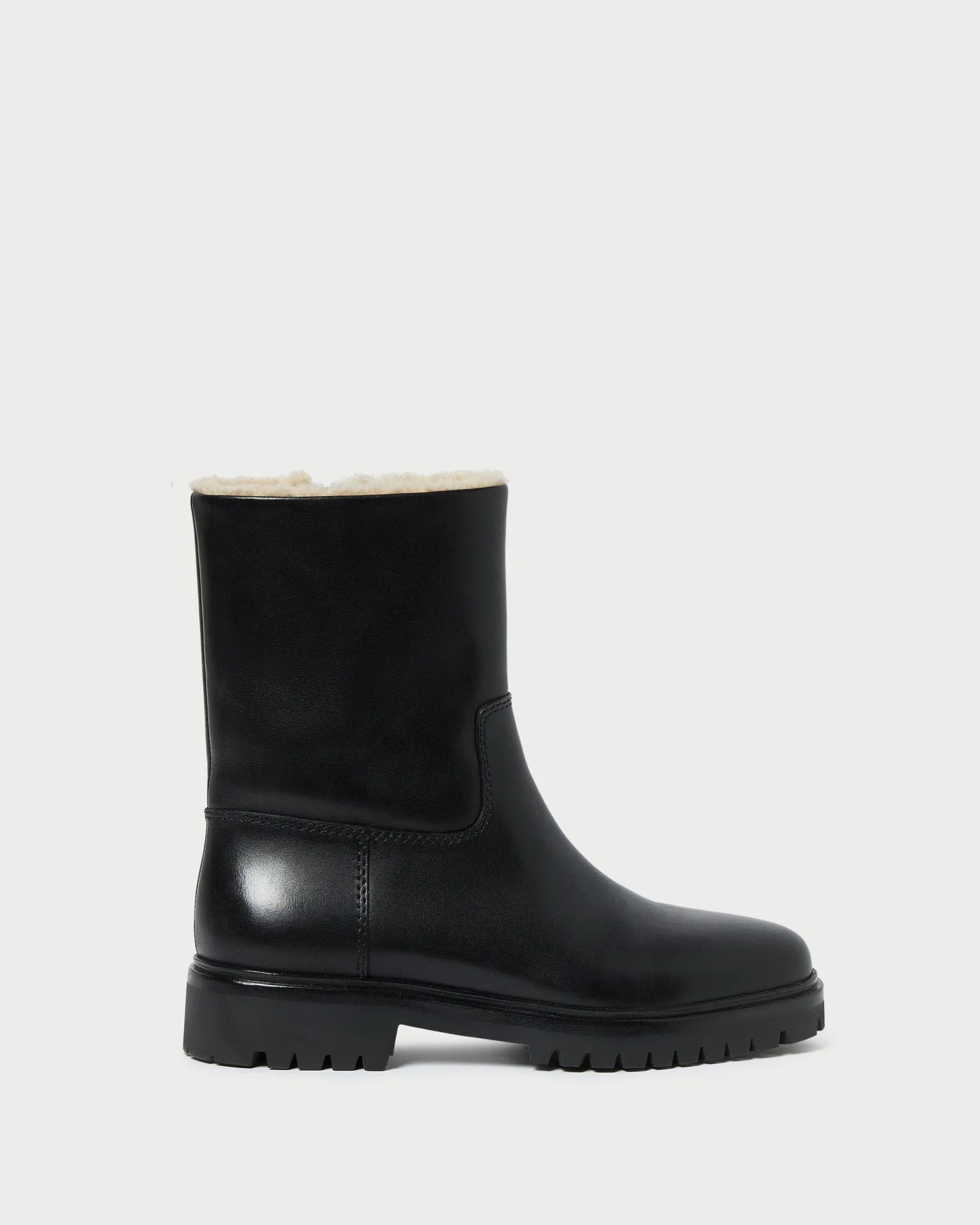 Damian Black Leather Lug Sole Boot sold by Loeffler Randall