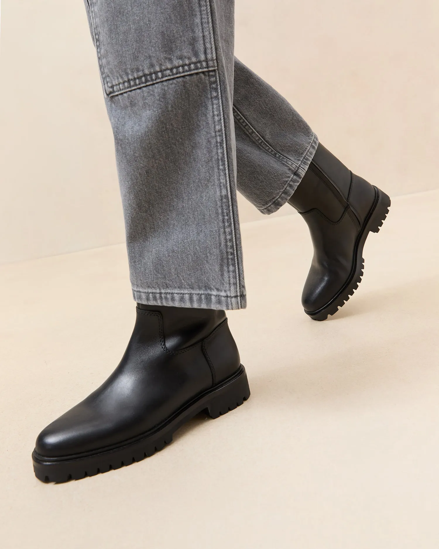 Damian Black Leather Lug Sole Boot sold by Loeffler Randall product image thumbnail 2