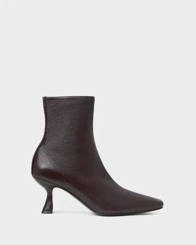 Thandy Brown Leather Curved Heel Bootie sold by Loeffler Randall