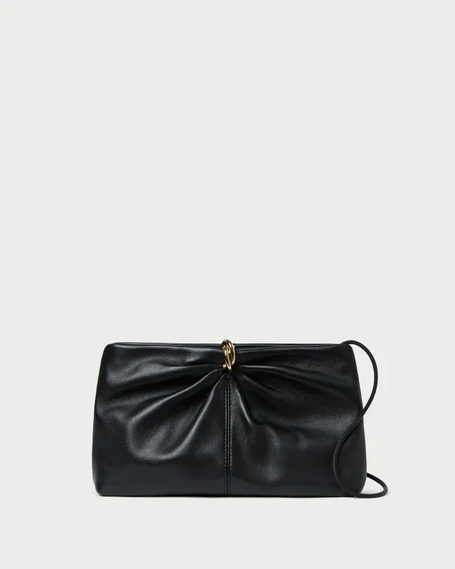 Corrine Black Leather Gathered Clutch sold by Loeffler Randall