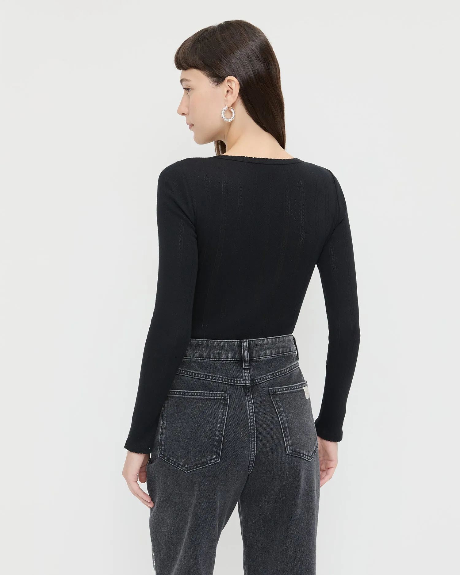 Kaya Pointelle Long-Sleeve Bodysuit sold by Loeffler Randall product image thumbnail 3