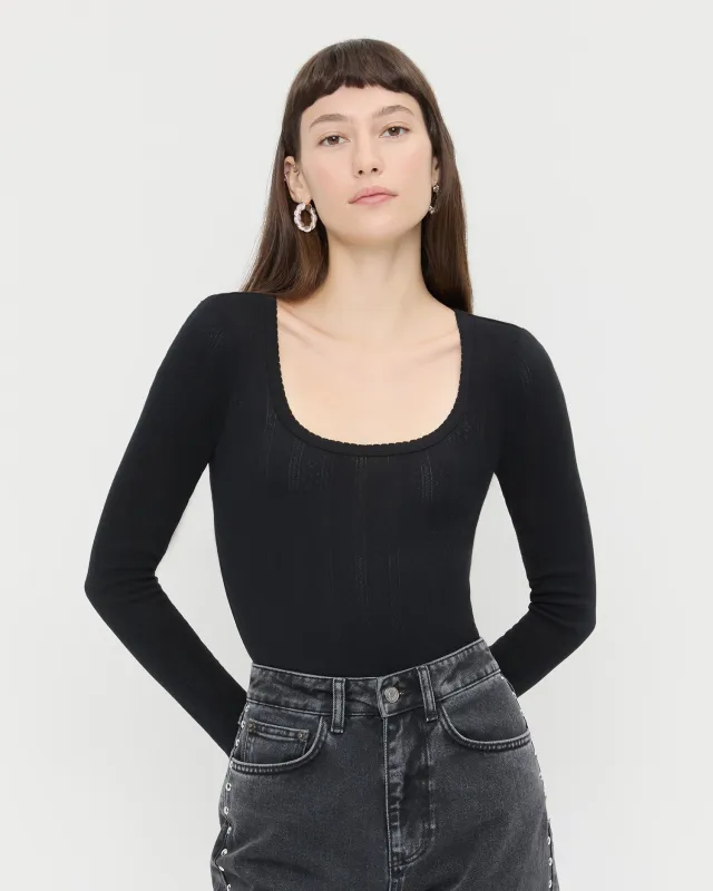 Kaya Pointelle Long-Sleeve Bodysuit made by Loeffler Randall