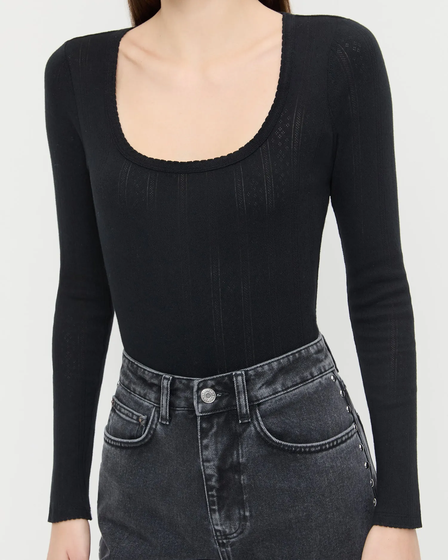 Kaya Pointelle Long-Sleeve Bodysuit sold by Loeffler Randall product image thumbnail 4