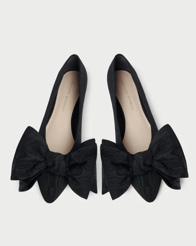 Noa Black Moiré Bow Flat sold by Loeffler Randall