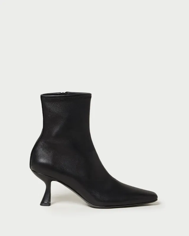 Thandy Black Leather Curved Heel Bootie sold by Loeffler Randall