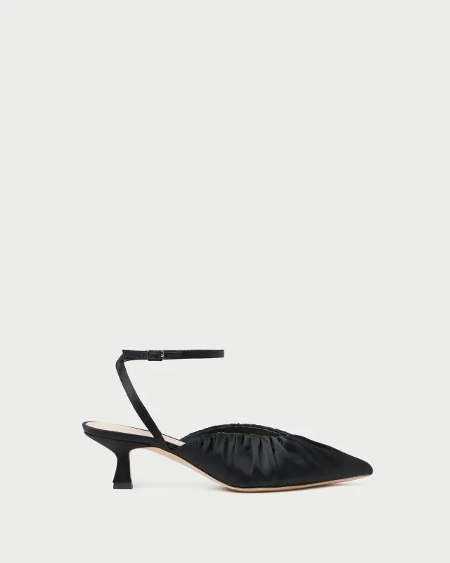 Rio Black Satin Kitten Heel made by Loeffler Randall