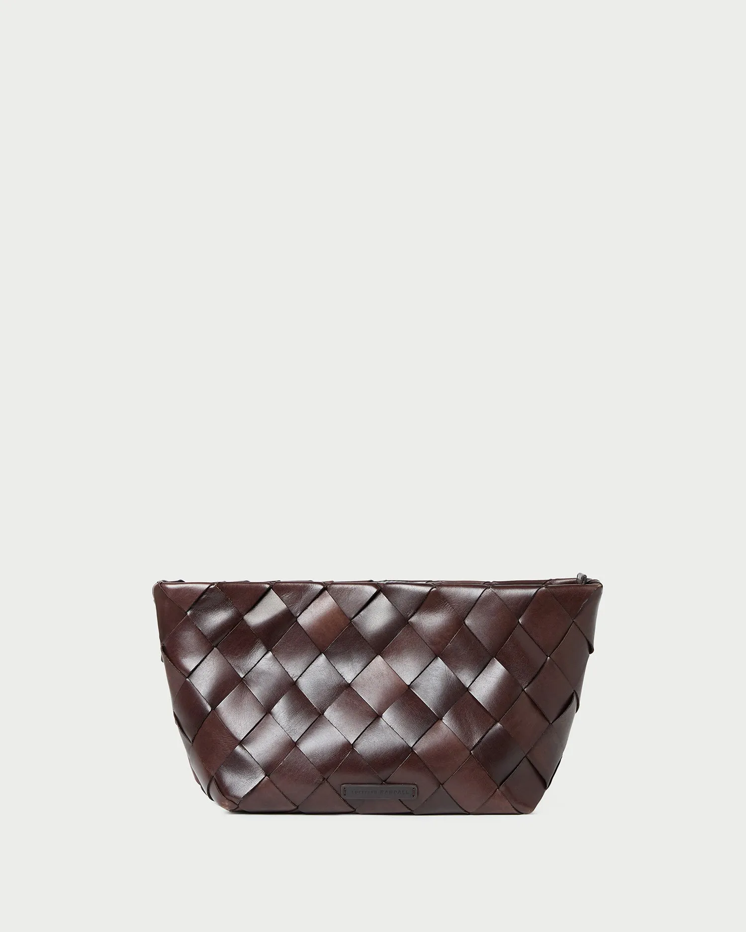 Melina Chocolate Woven Leather Clutch sold by Loeffler Randall