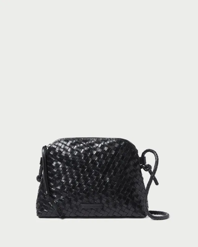 Mallory Black Woven Leather Crossbody sold by Loeffler Randall