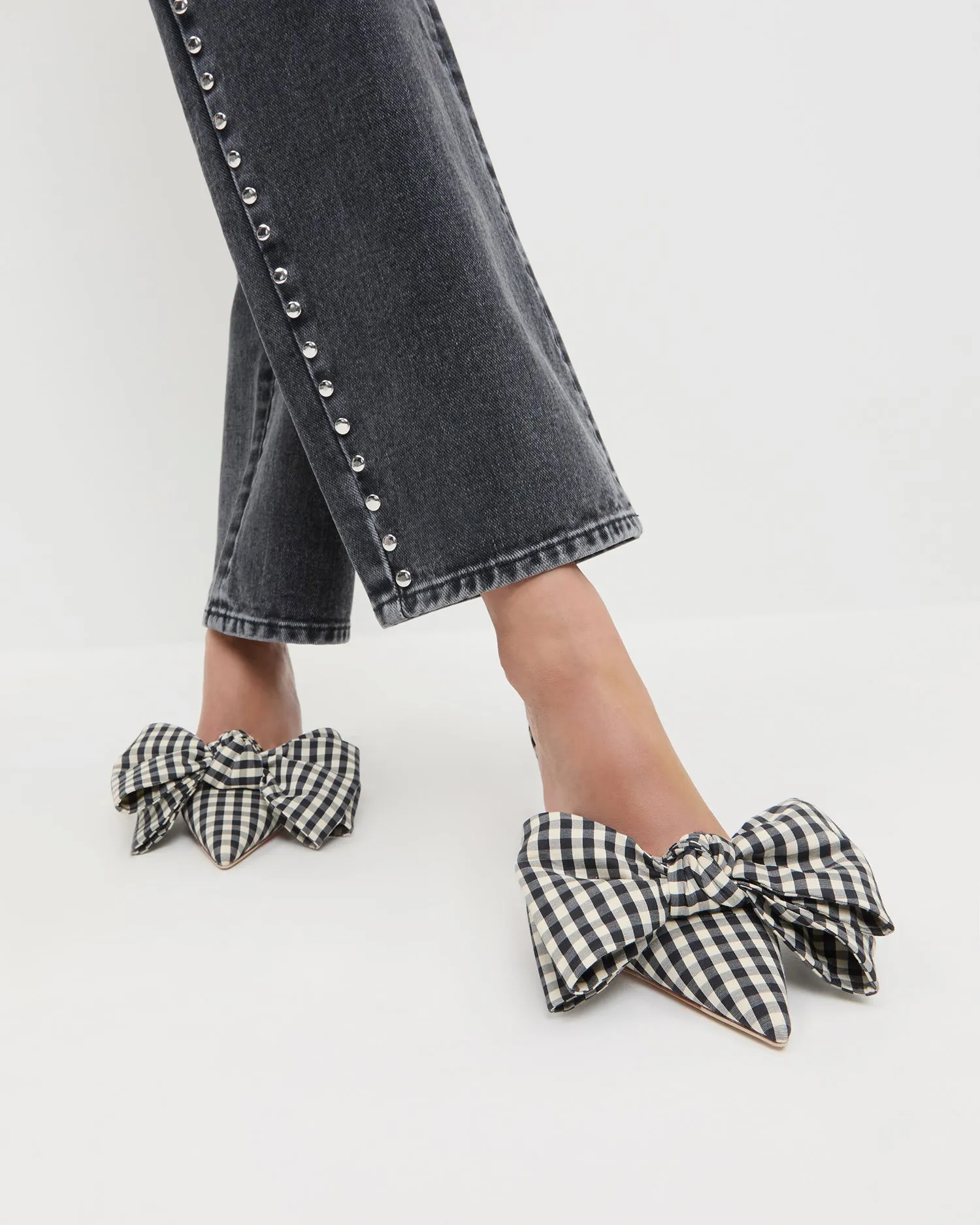 Margot Black/White Gingham Bow Mule sold by Loeffler Randall product image thumbnail 2