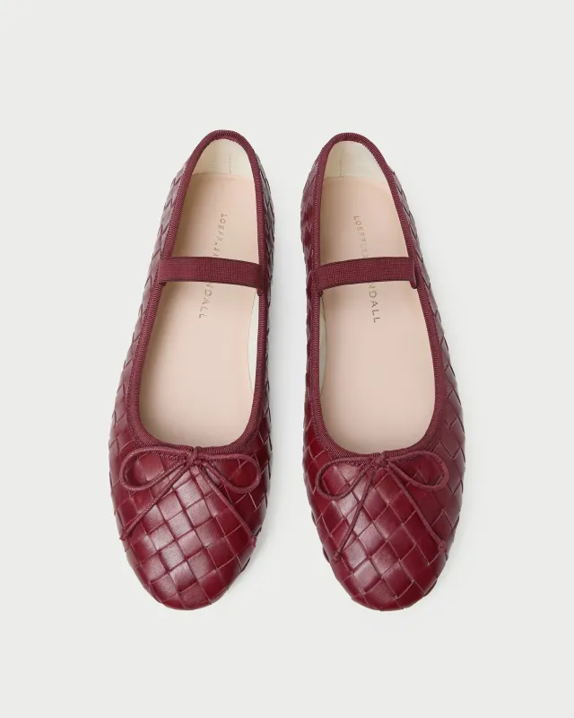 Leonie Wine Woven Ballet Flat sold by Loeffler Randall