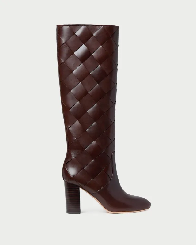 Goldy Espresso Woven Leather Tall Boot sold by Loeffler Randall