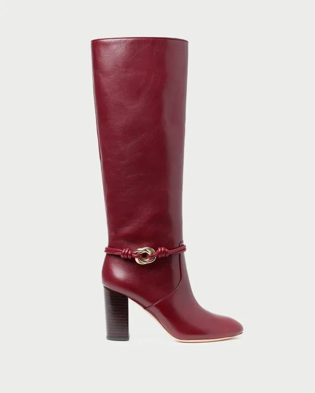 Goldy Wine/Gold Leather Tall Boot sold by Loeffler Randall