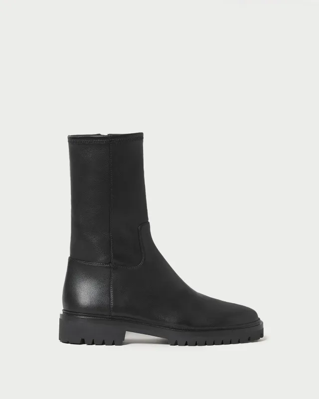 Danny Black Leather Lug Boot sold by Loeffler Randall