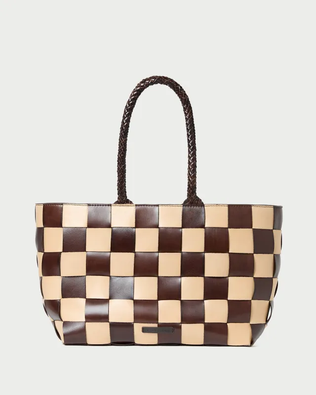 Klara Brown/Butter Woven Leather Tote sold by Loeffler Randall