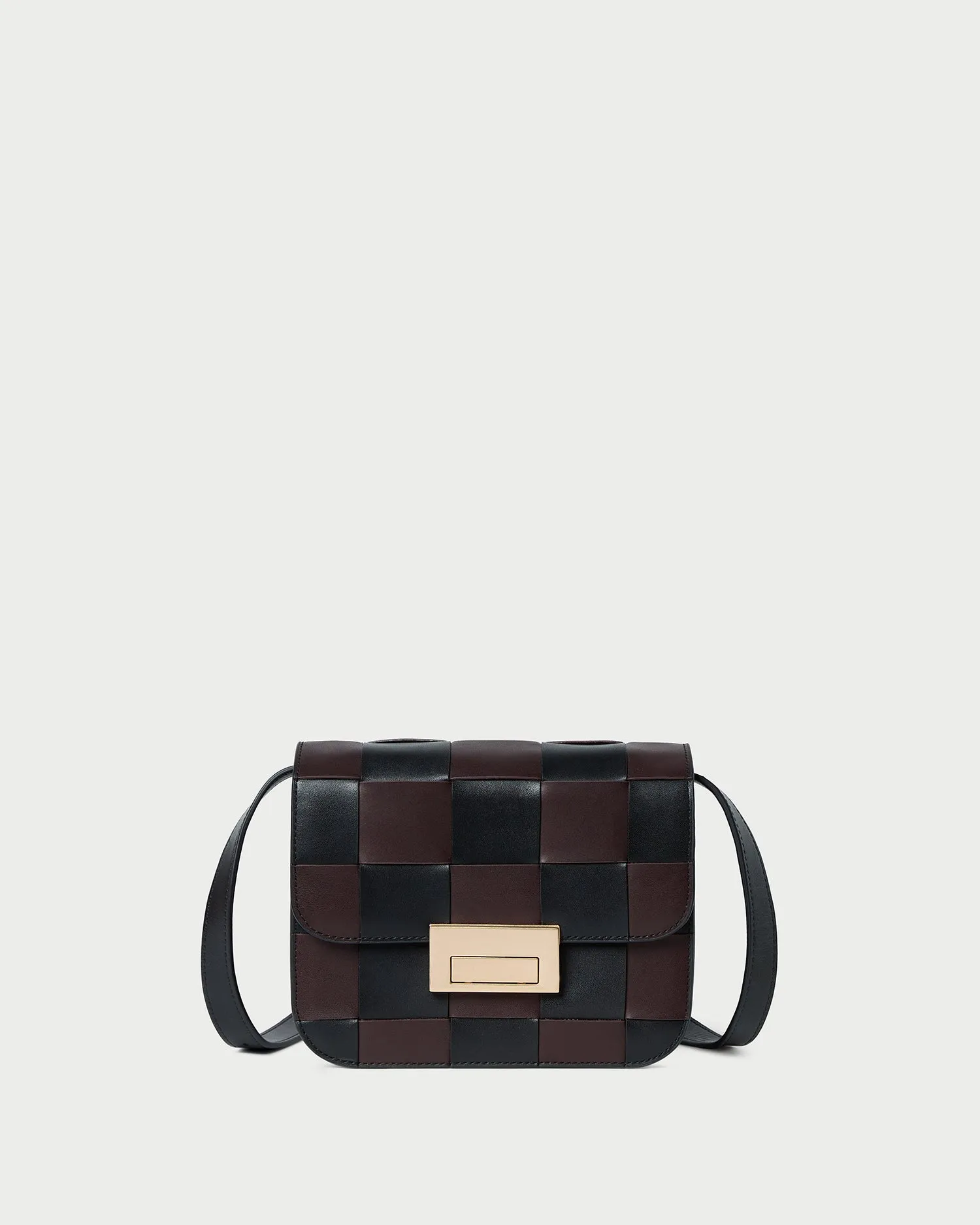 Desi Black/Espresso Woven Leather Crossbody sold by Loeffler Randall