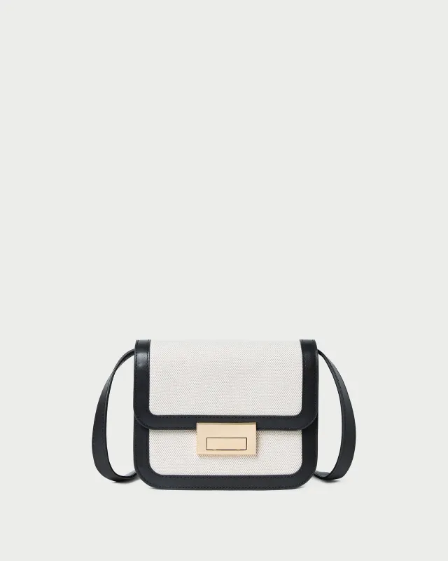 Desi Black/Natural Canvas Crossbody sold by Loeffler Randall