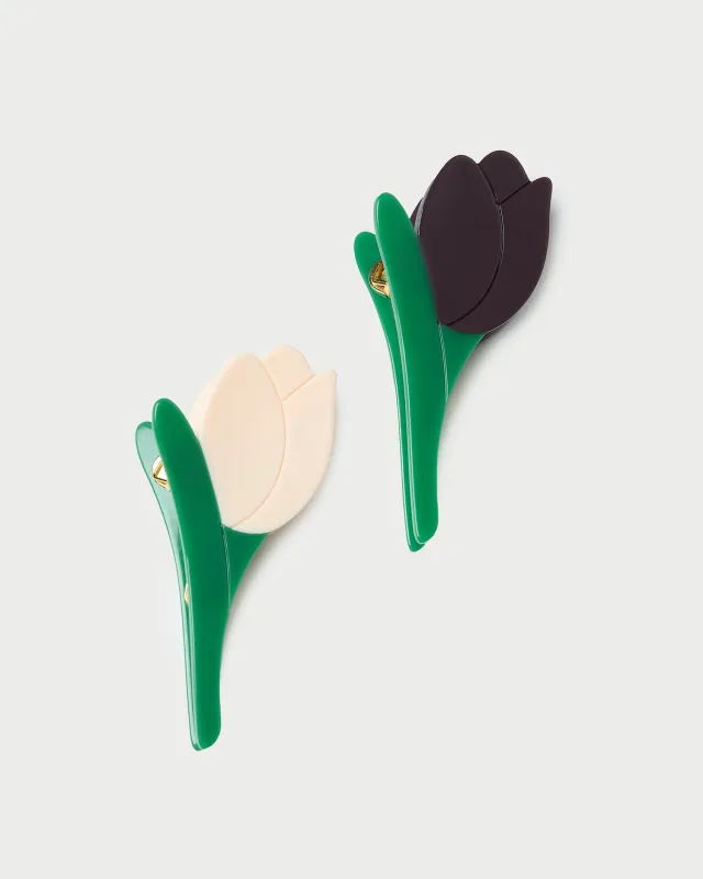 Juniper Maroon/Butter Tulip Clip Set sold by Loeffler Randall