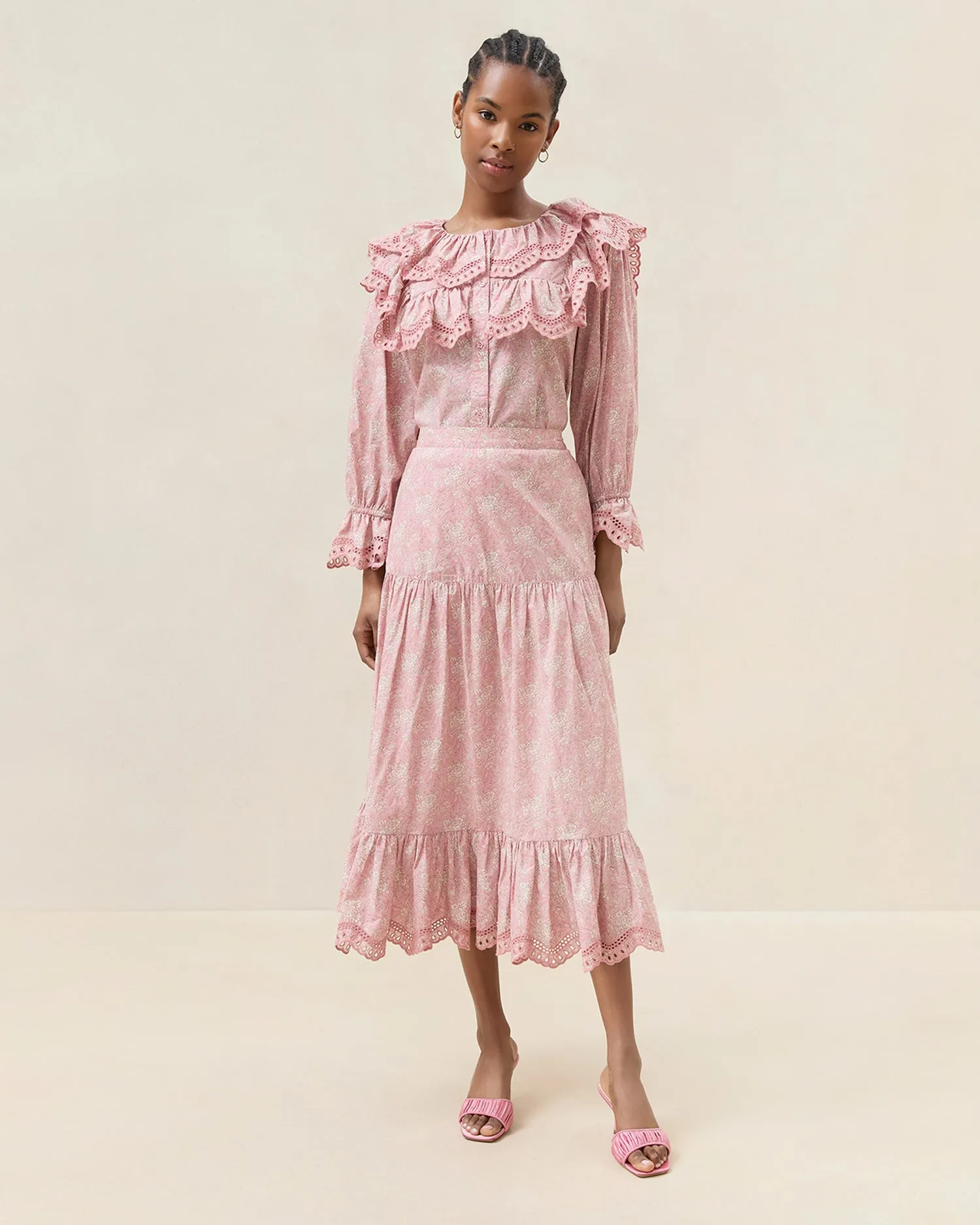 Viola Broderie Trim Midi Skirt sold by Loeffler Randall product image thumbnail 2