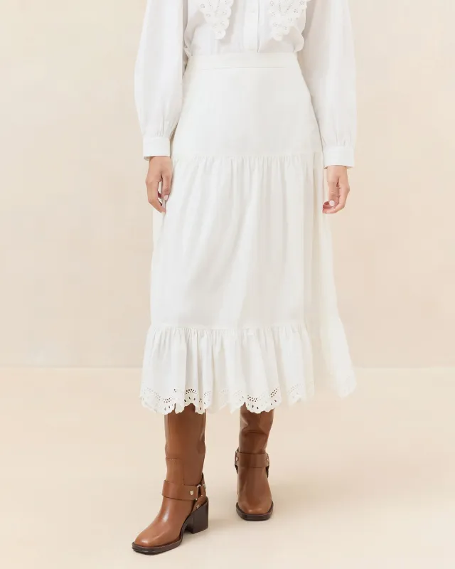 Viola Broderie Trim Midi Skirt made by Loeffler Randall