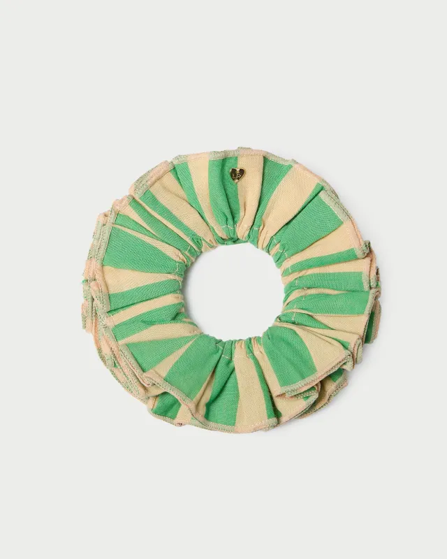 Felice Green/Tan Layered Scrunchie made by Loeffler Randall