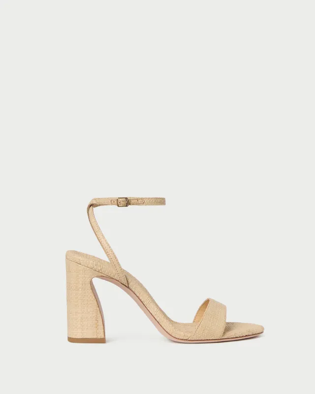 Malia Natural Curved-Heel Sandal sold by Loeffler Randall
