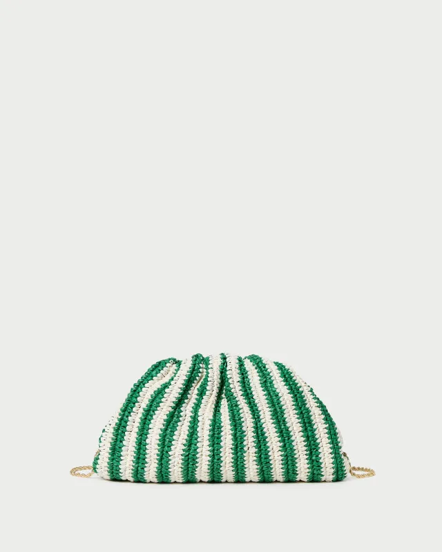 Bailey White/Green Stripe Dome Clutch sold by Loeffler Randall