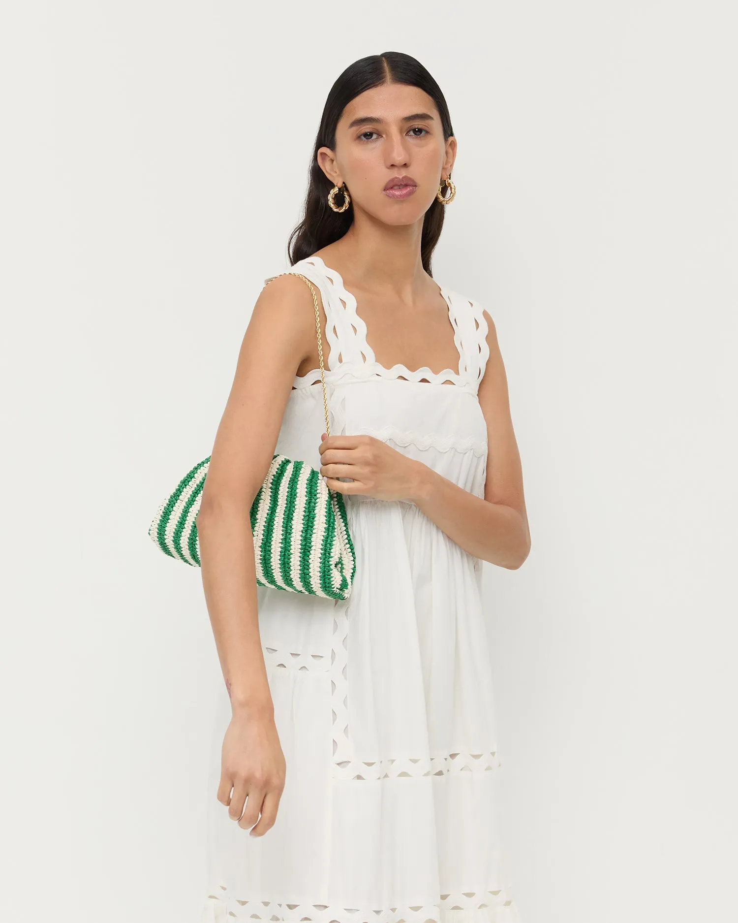 Bailey White/Green Stripe Dome Clutch sold by Loeffler Randall product image thumbnail 5
