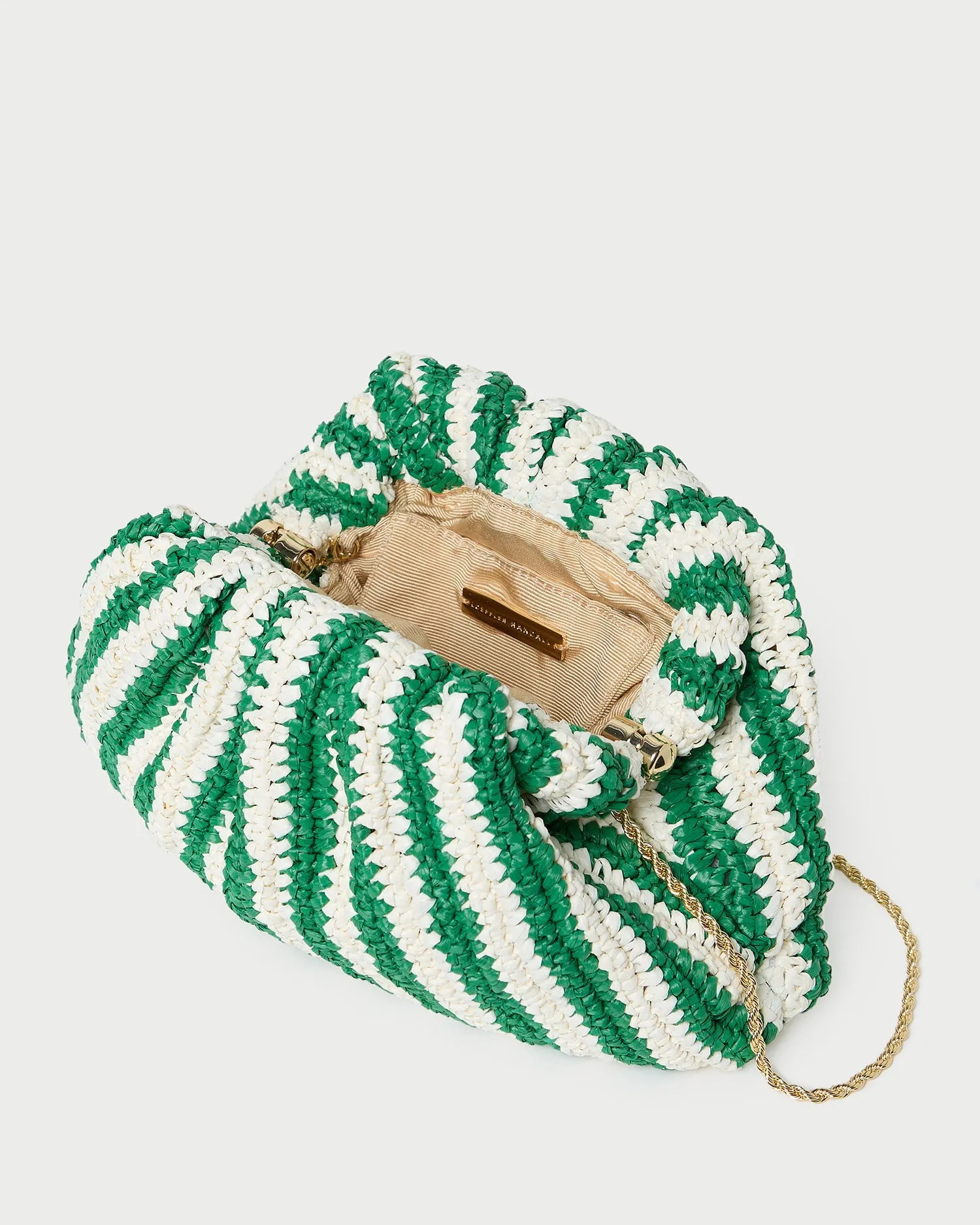 Bailey White/Green Stripe Dome Clutch sold by Loeffler Randall product image thumbnail 4
