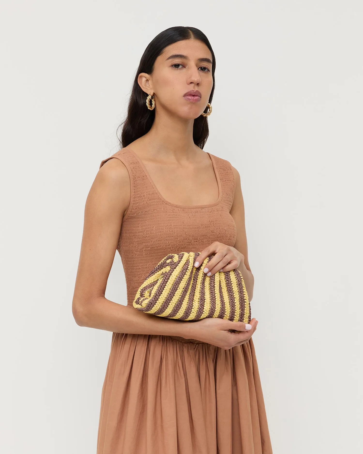 Bailey Brown/Butter Stripe Dome Clutch sold by Loeffler Randall product image thumbnail 5