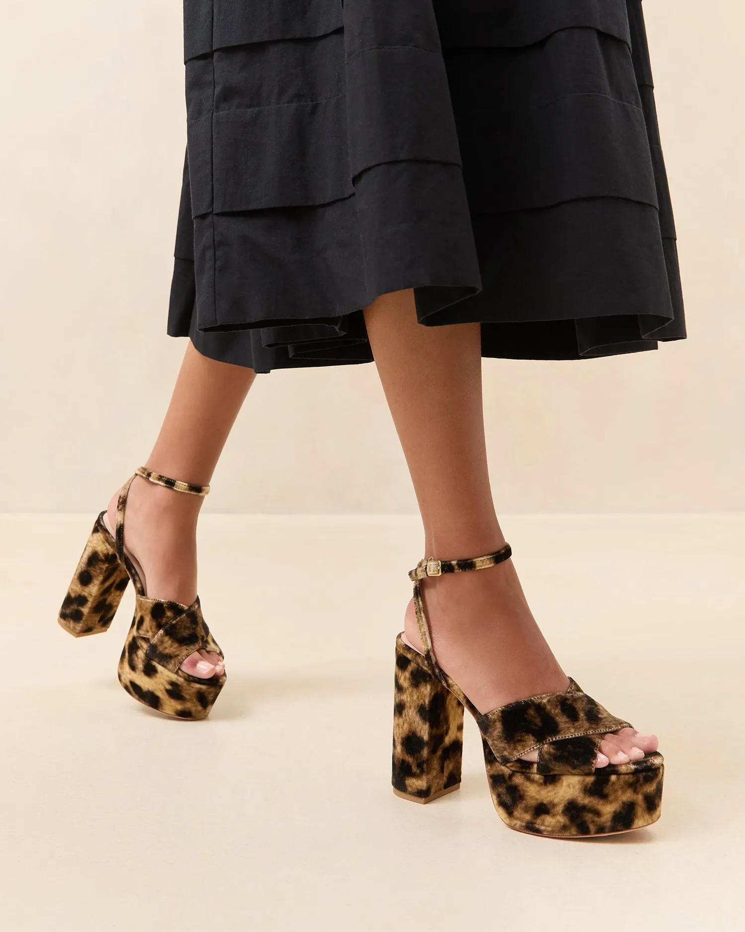 Loretta Leopard Velvet Platform Sandal sold by Loeffler Randall product image thumbnail 2