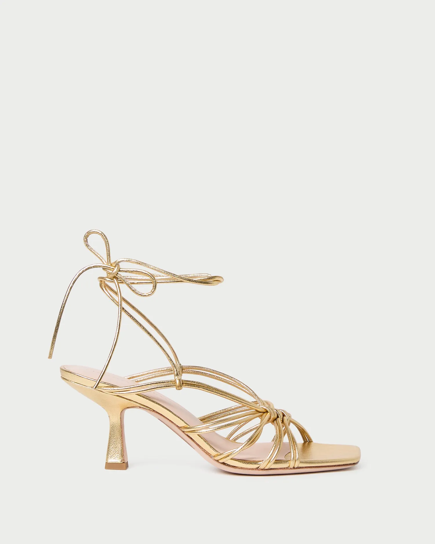 Vivienne Gold Lace-Up Heeled Sandal sold by Loeffler Randall