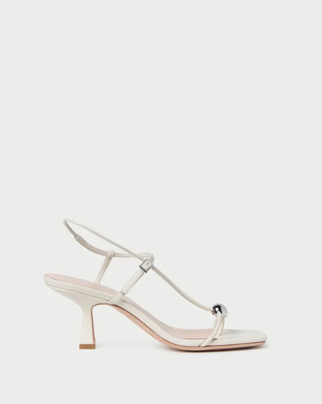 Triana White Leather Mid-Heel Sandal sold by Loeffler Randall