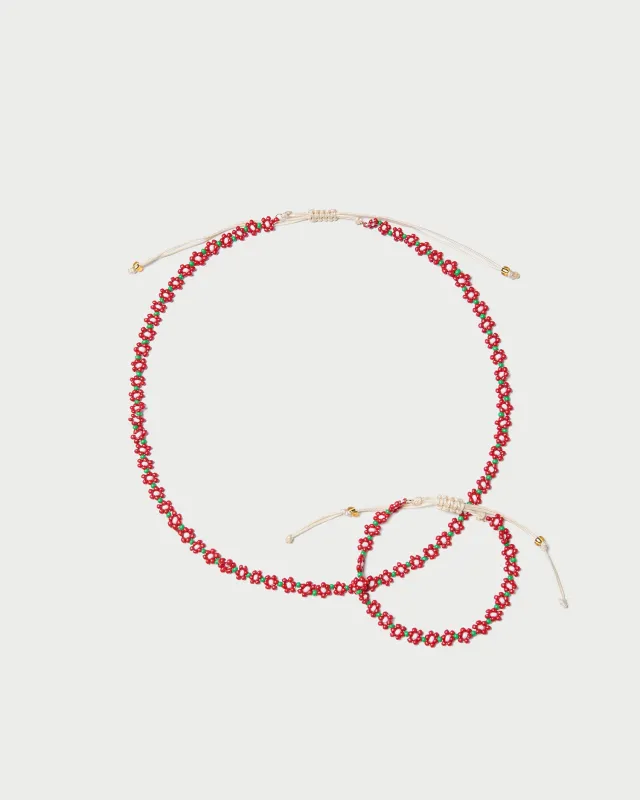 Flora Red/White Beaded Set sold by Loeffler Randall