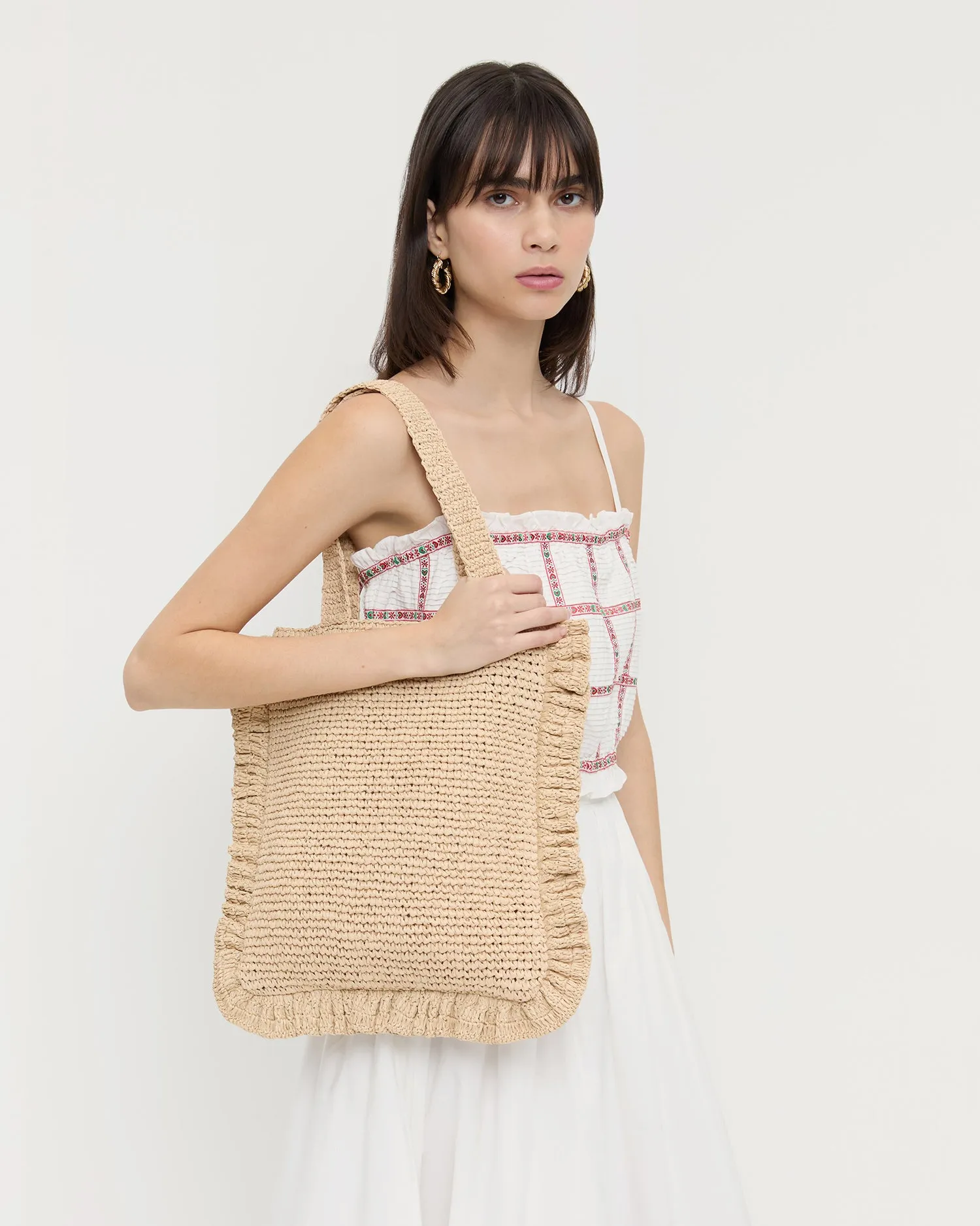Justine Natural Crochet Ruffle Tote sold by Loeffler Randall product image thumbnail 5